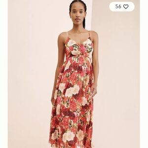 Anthropologie Floral Maxi Dress in Red and Cream